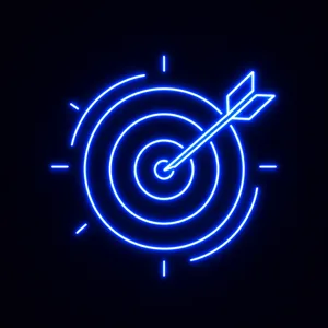 Neon icoon: doel met pijl in de roos