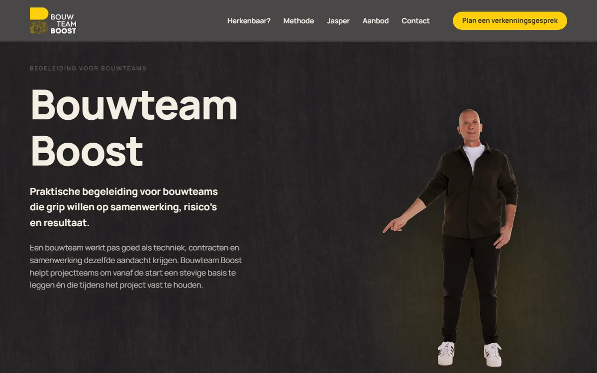 Website van Bouwteam Boost - begeleiding voor bouwteams