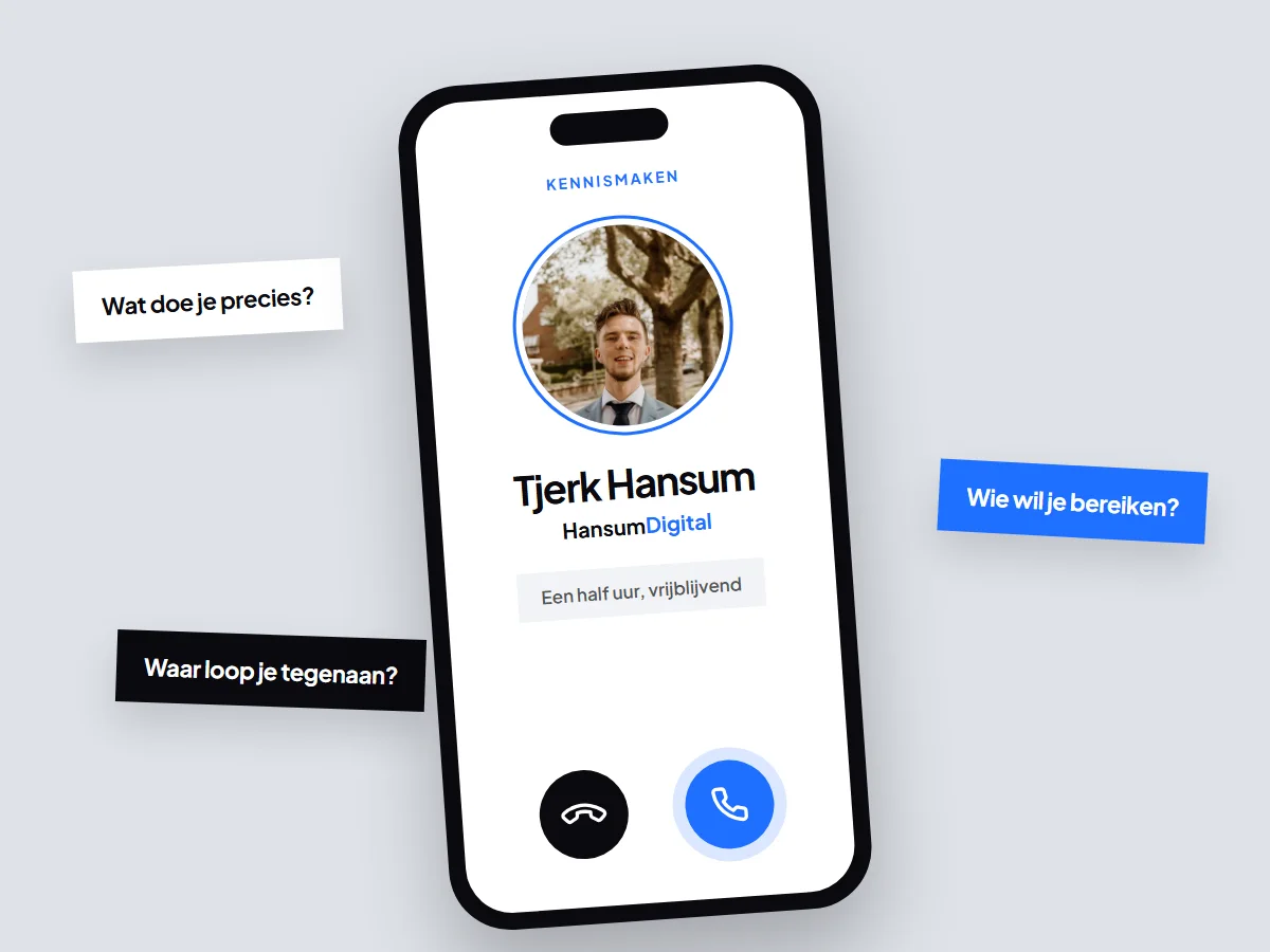 Telefoon met een inkomend kennismakingsgesprek van Tjerk Hansum